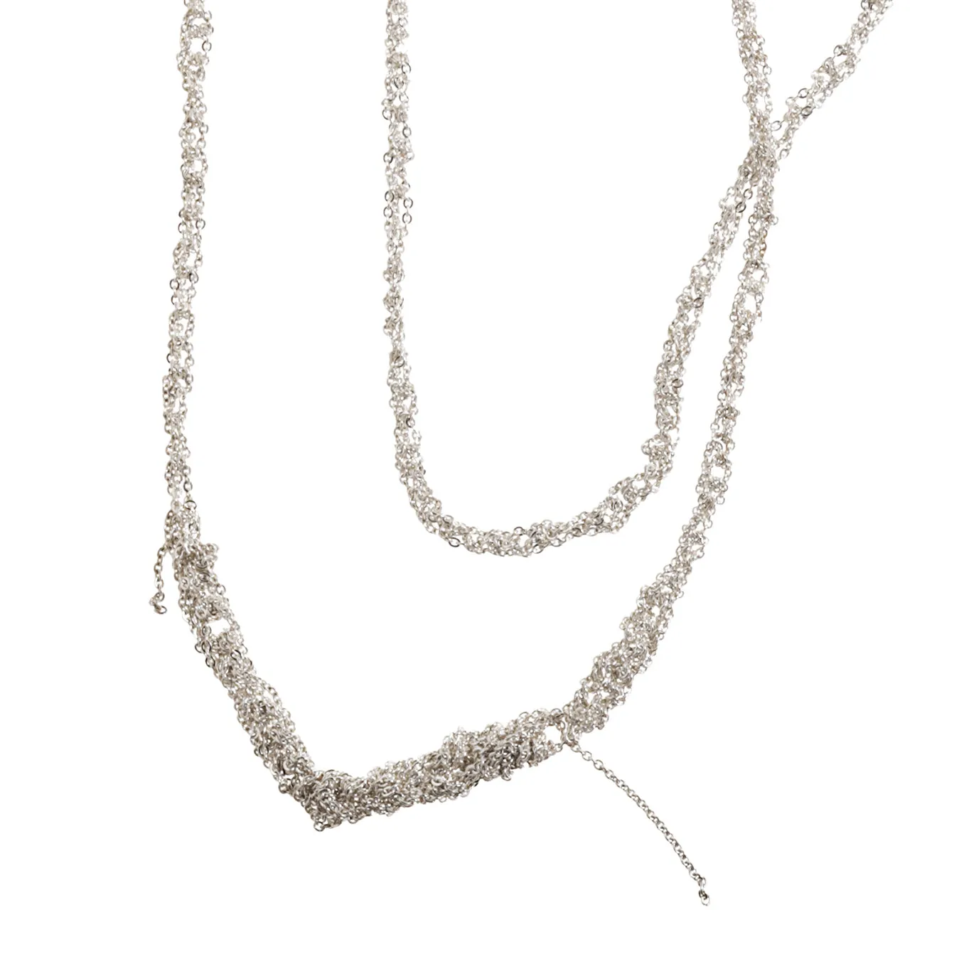 4-Tone Simple Necklace in Silver