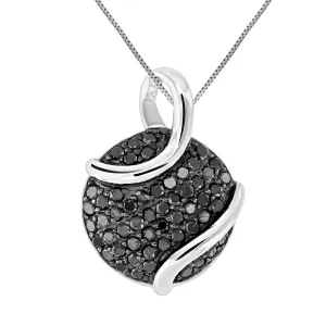 4/5 cttw Black Composite Diamond Pendant Necklace in Sterling Silver