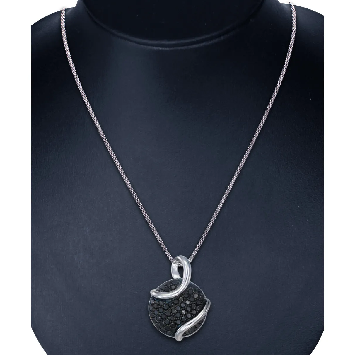 4/5 cttw Black Composite Diamond Pendant Necklace in Sterling Silver