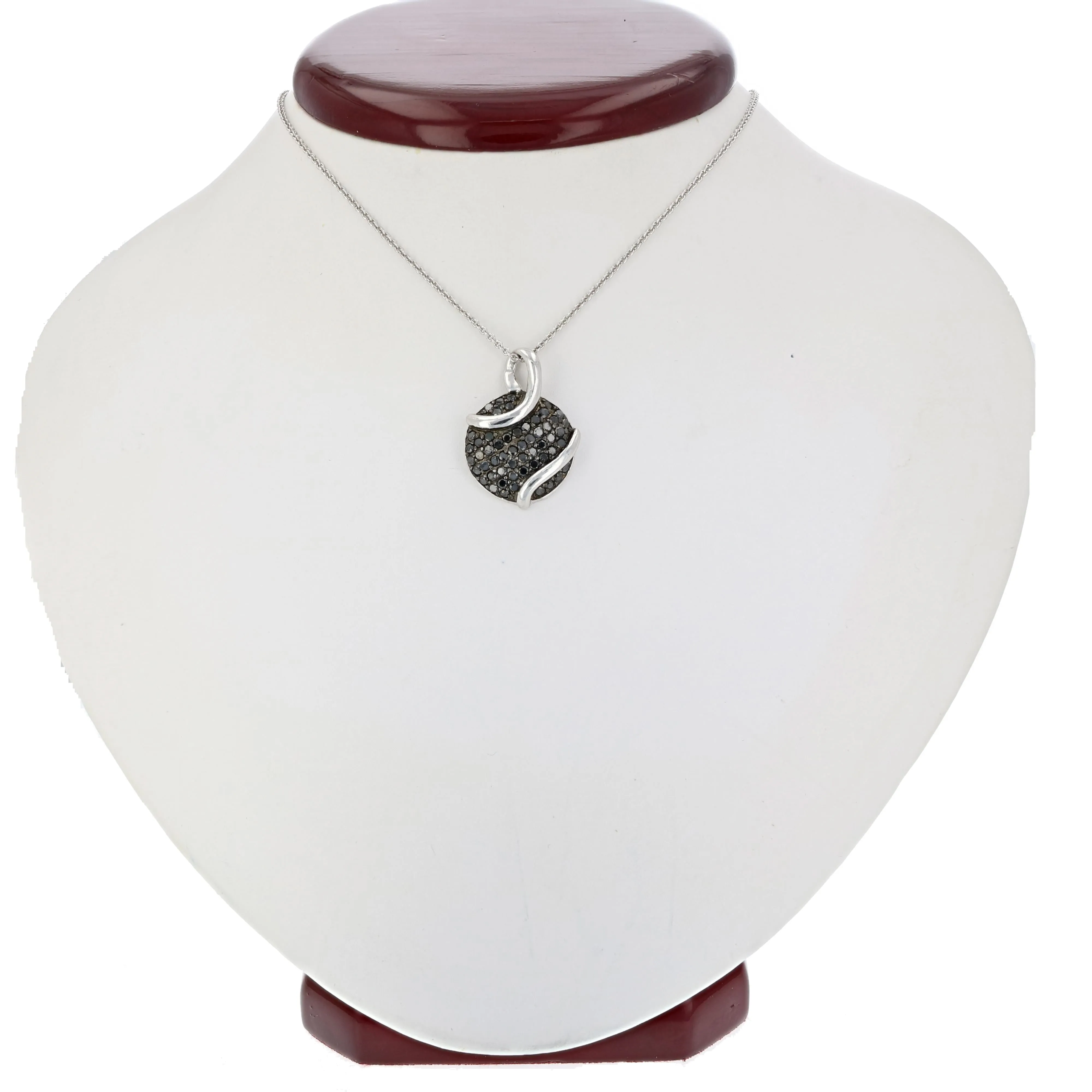 4/5 cttw Black Composite Diamond Pendant Necklace in Sterling Silver