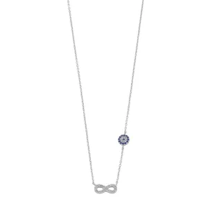 45cm Sterling Silver Cubic Zirconia Infinity and Evil Eye Necklace