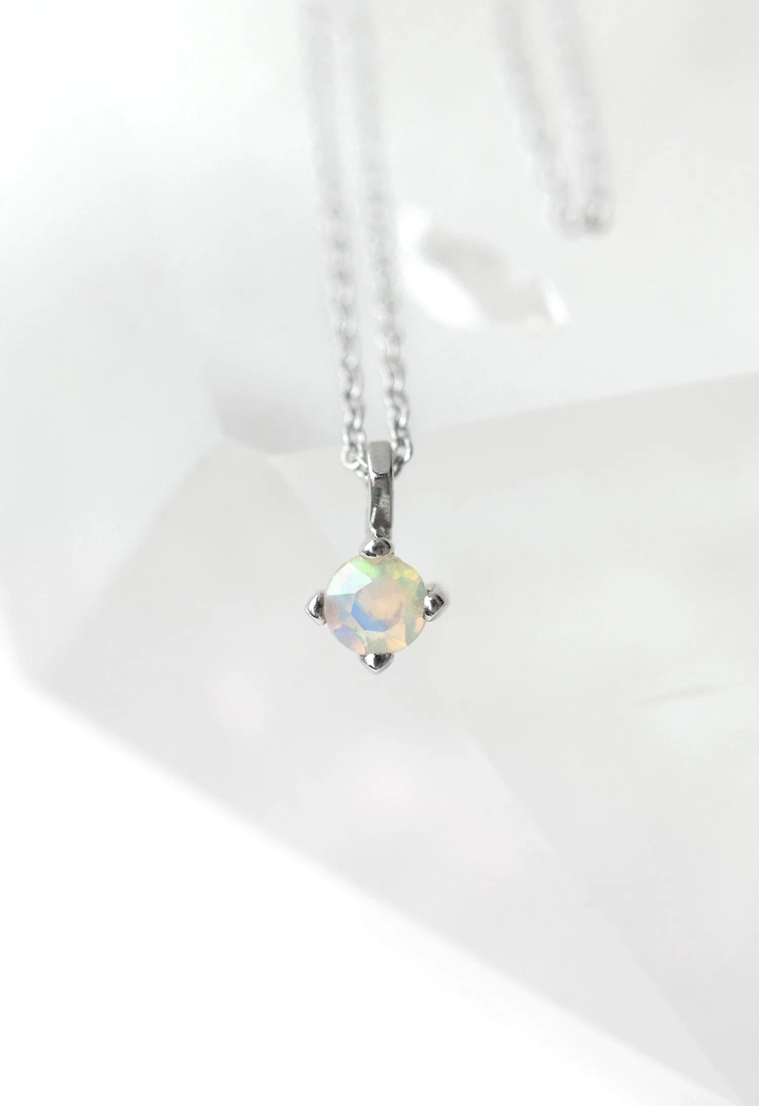 4mm Opal Pendant Necklace