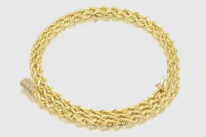 4mm Rope Necklace - Solid Gold - Diamond Lock