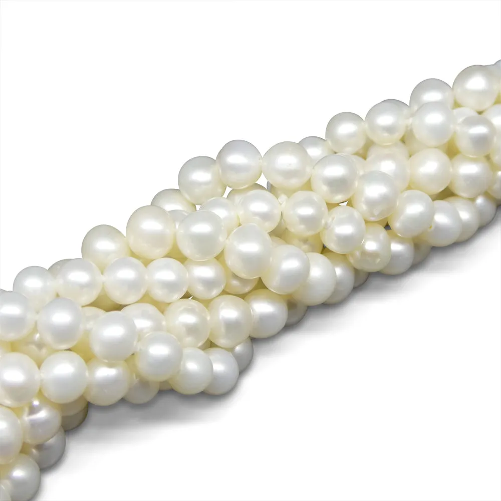 5-6mm White Freshwater Pearl Necklace 2.5x Opera Length