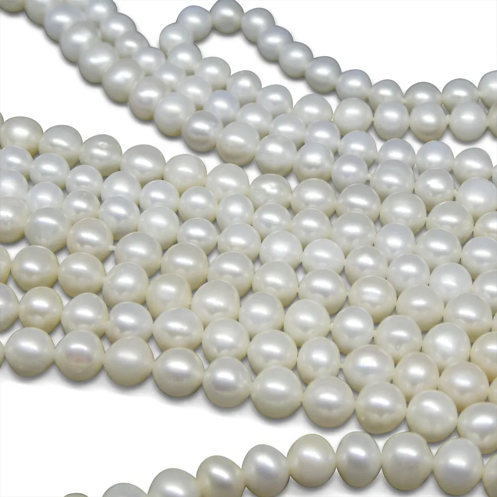 5-6mm White Freshwater Pearl Necklace 2.5x Opera Length