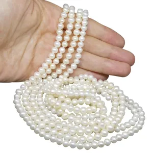 5-6mm White Freshwater Pearl Necklace 2.5x Opera Length