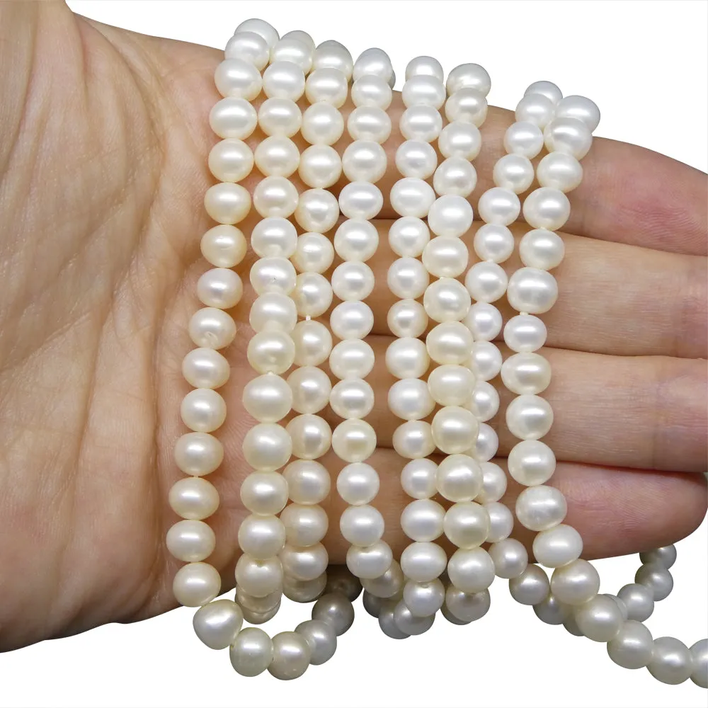 5-6mm White Freshwater Pearl Necklace 2.5x Opera Length