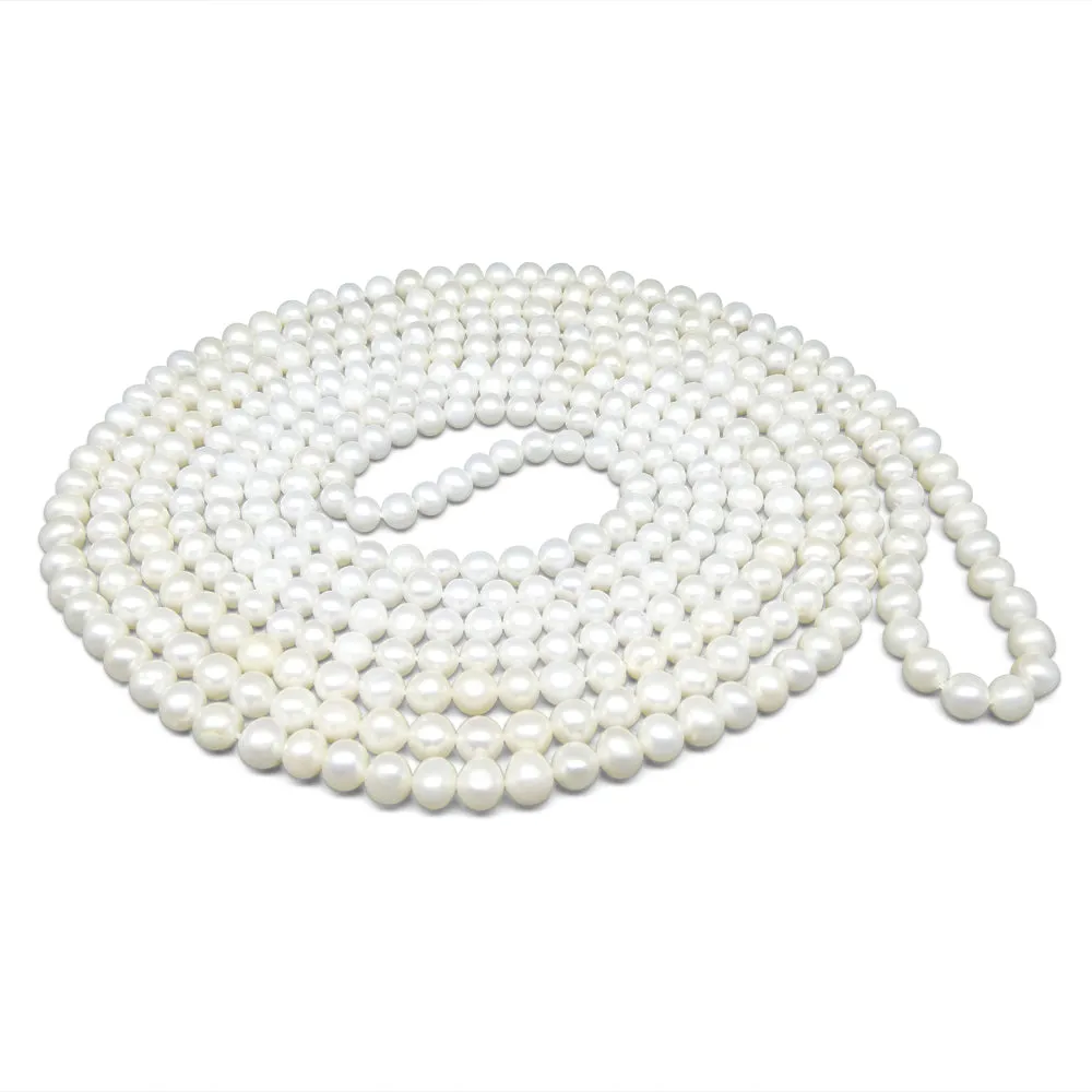 5-6mm White Freshwater Pearl Necklace 2.5x Opera Length