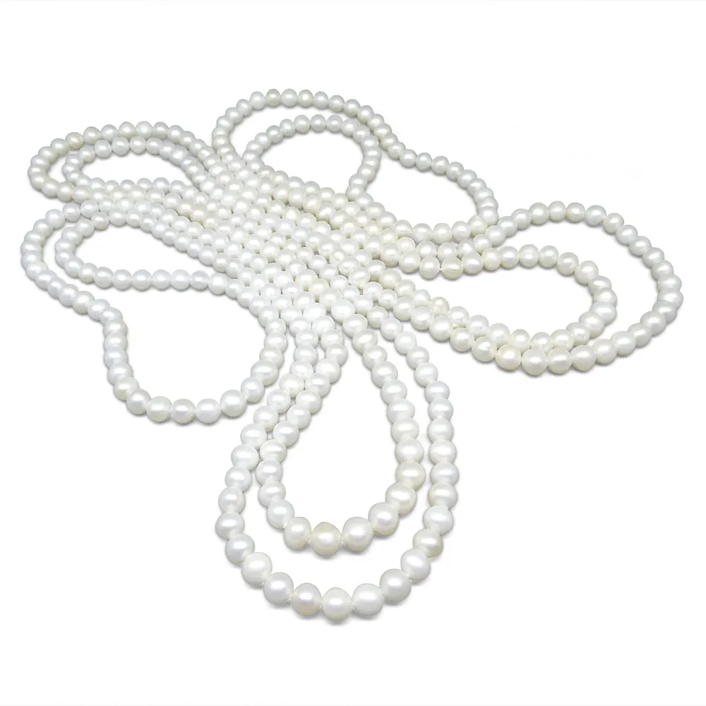 5-6mm White Freshwater Pearl Necklace 2.5x Opera Length