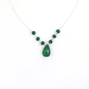5 mm Certified Emerald Beads Chain Necklace in Sterling Silver