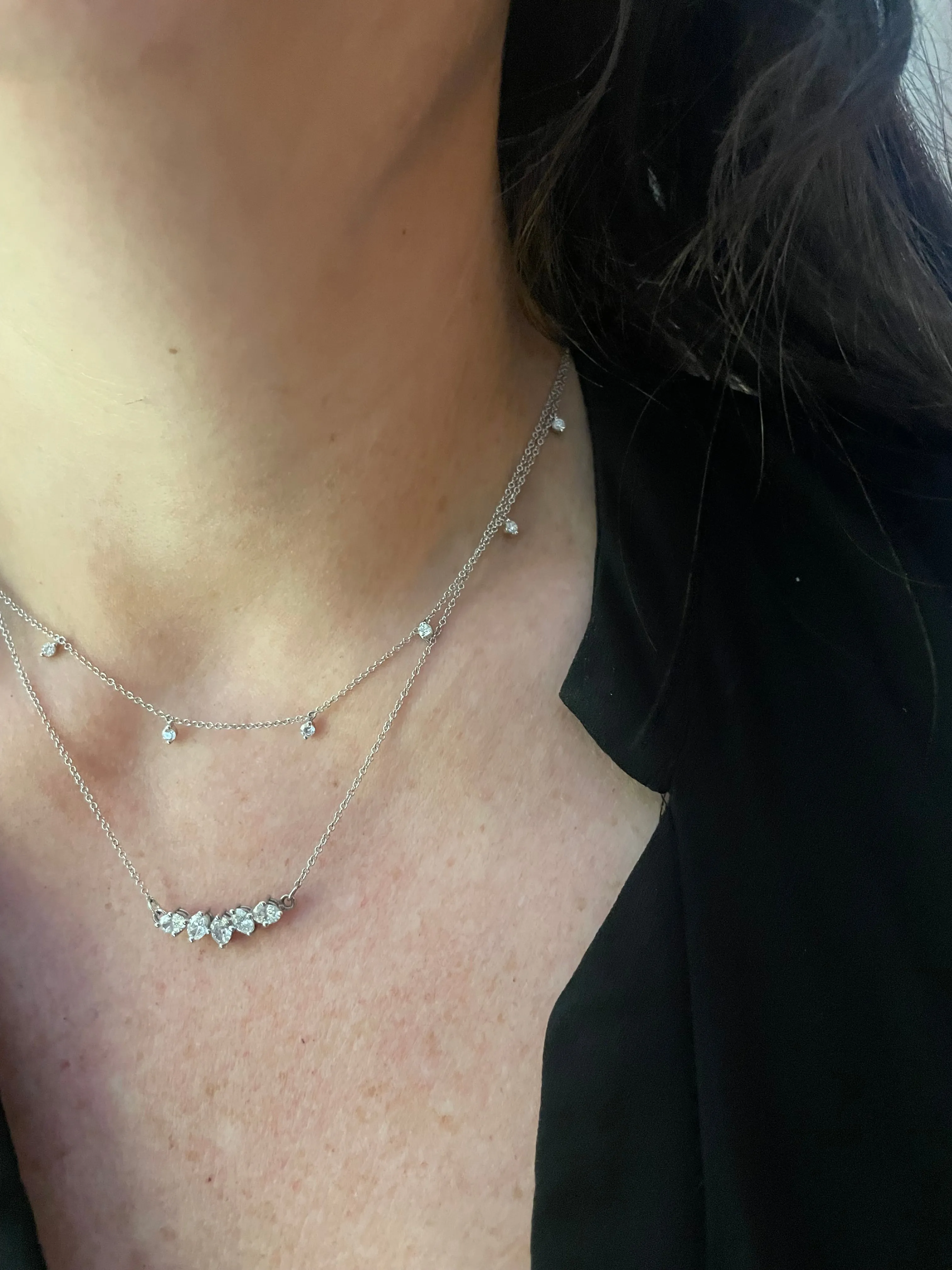 5 Stone Diamond Oval Necklace