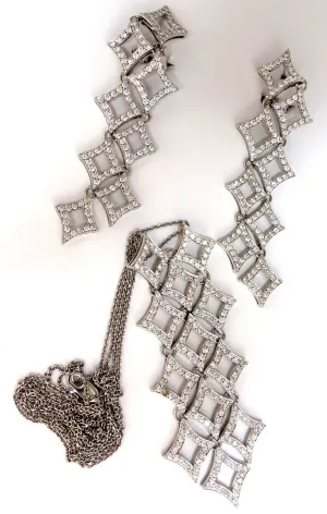 5.00ct diamonds earrings & necklace matching suite 18kt g/vs diamond shaped
