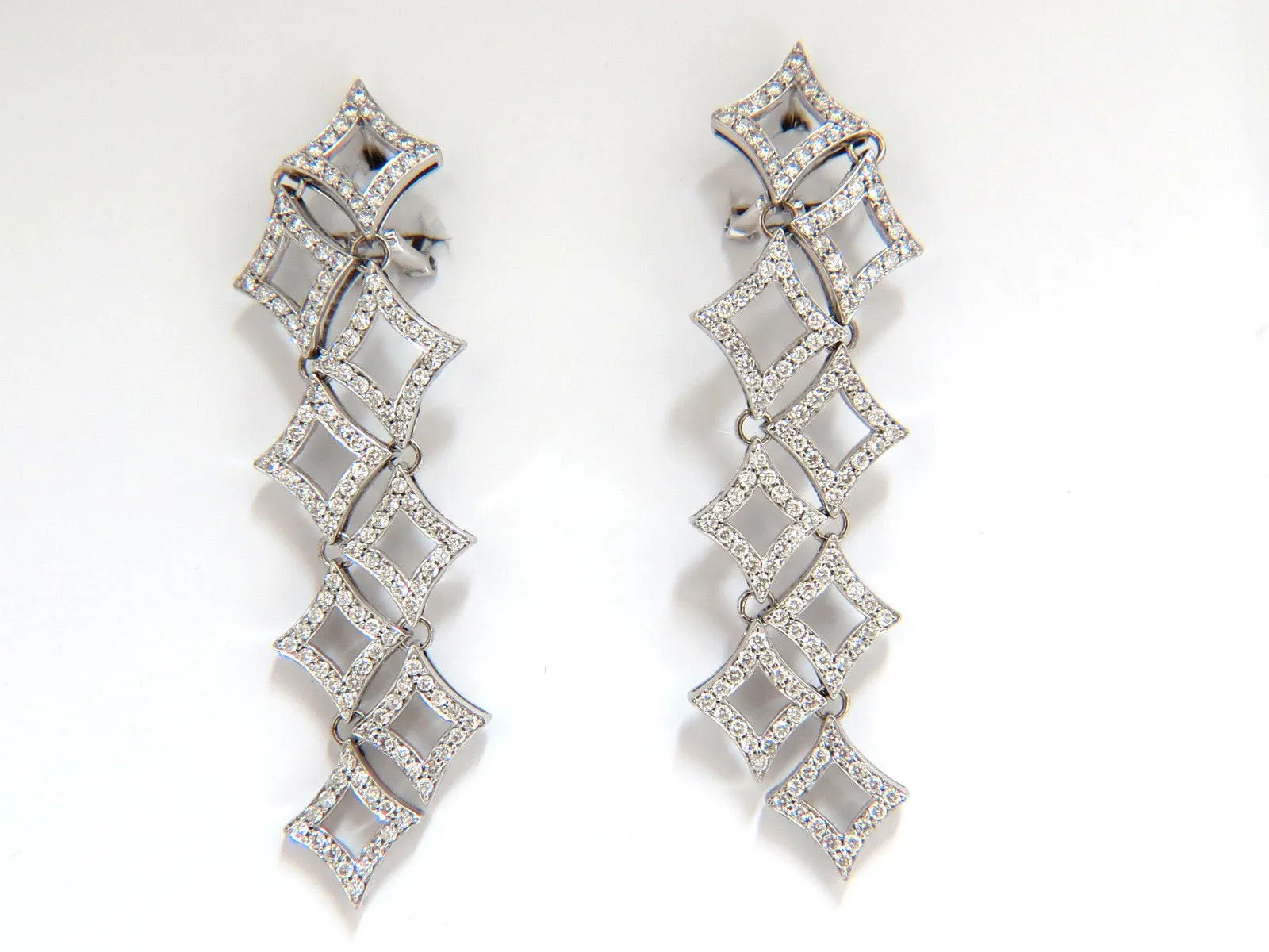 5.00ct diamonds earrings & necklace matching suite 18kt g/vs diamond shaped
