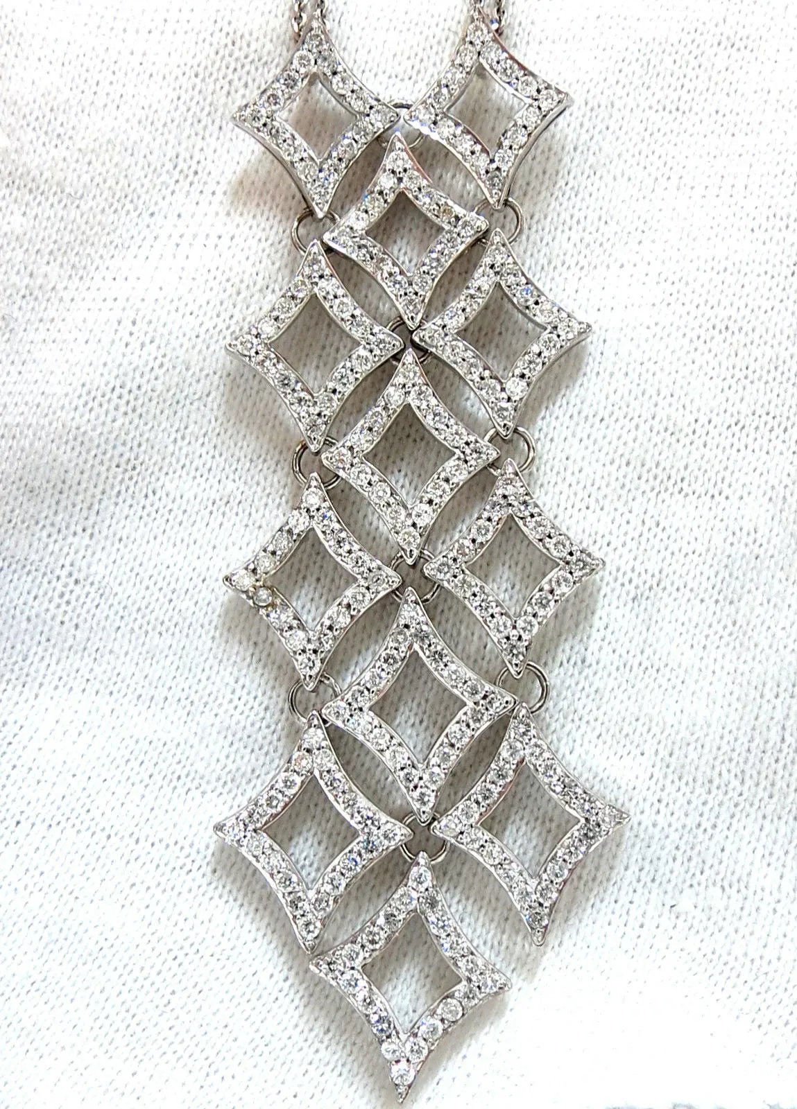 5.00ct diamonds earrings & necklace matching suite 18kt g/vs diamond shaped