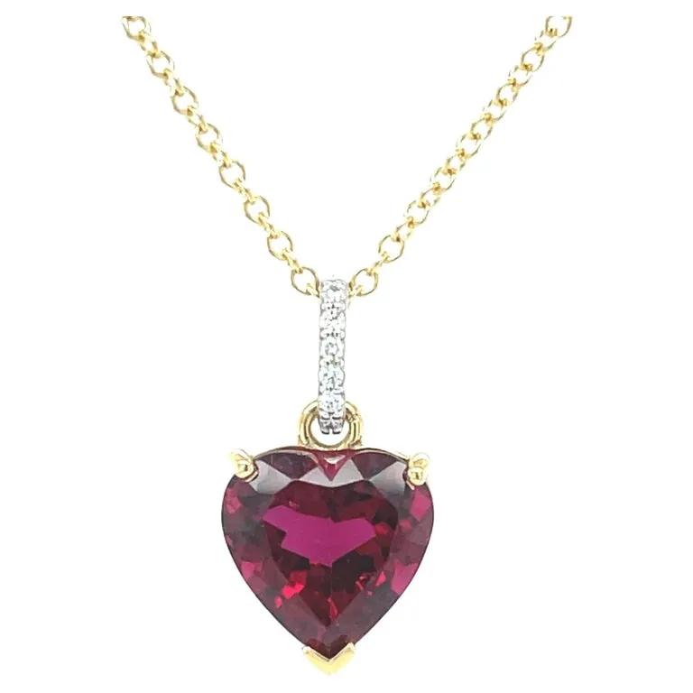 5.14 Carat Heart Shaped Rubellite Tourmaline & Diamond Necklace
