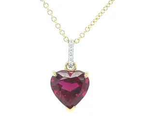 5.14 Carat Heart Shaped Rubellite Tourmaline & Diamond Necklace