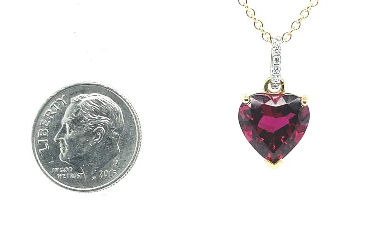 5.14 Carat Heart Shaped Rubellite Tourmaline & Diamond Necklace