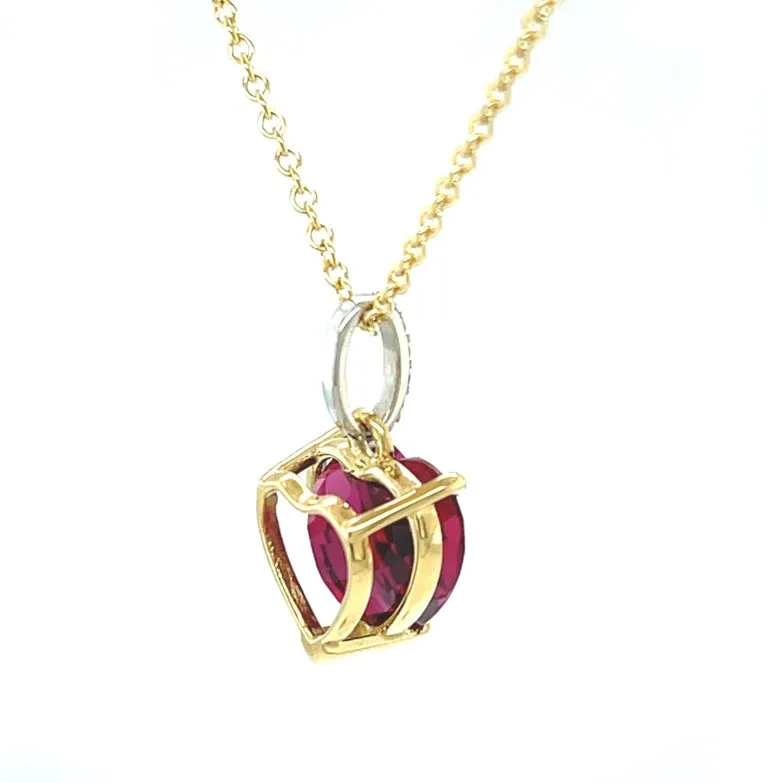 5.14 Carat Heart Shaped Rubellite Tourmaline & Diamond Necklace