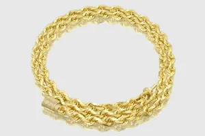 5mm Rope Necklace - Solid Gold - Diamond Lock