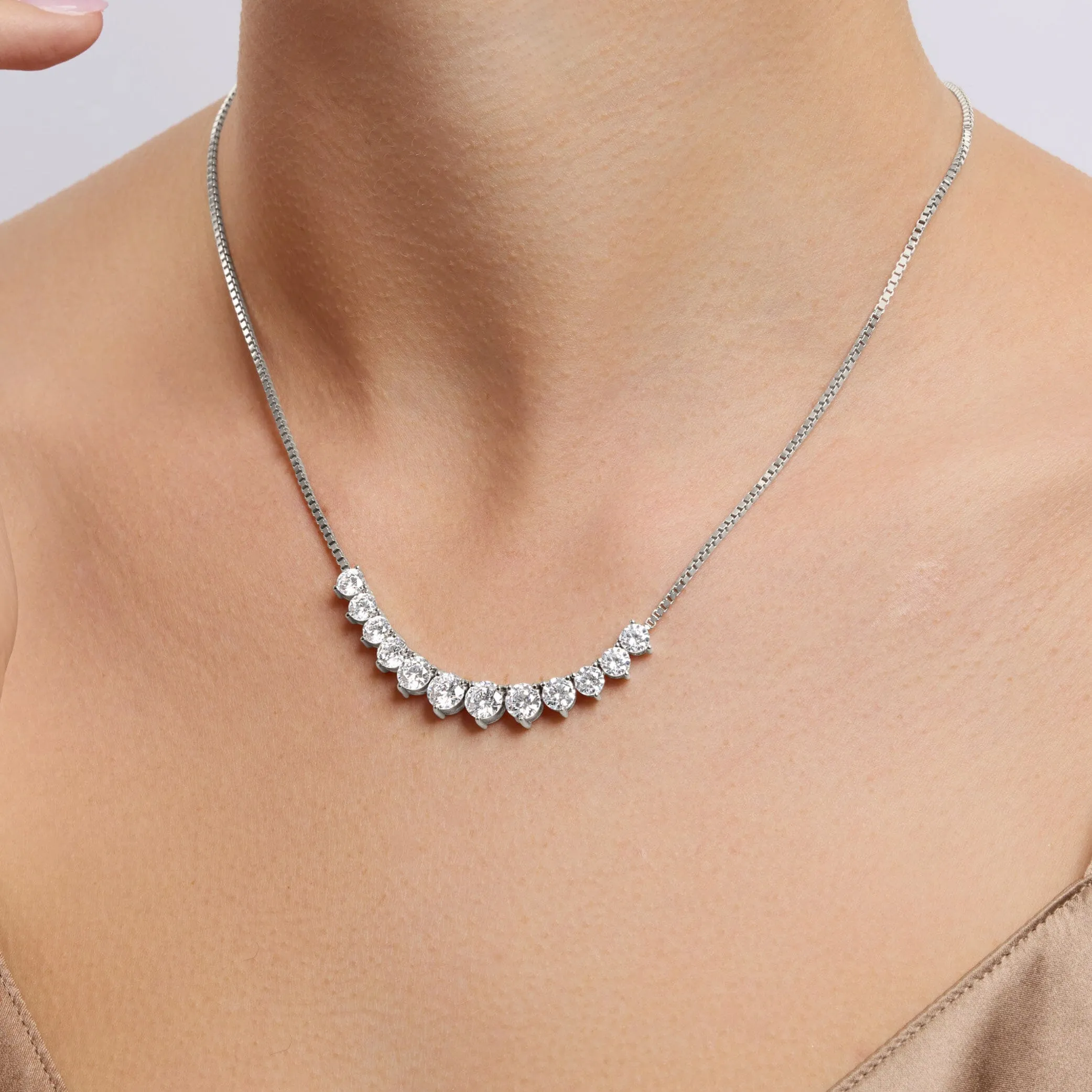 65cm Tennis Bolo Necklace with Cubic Zirconia in Sterling Silver