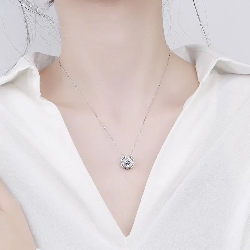 6.5mm 1CT Round Cut Diamond Pendant Necklace