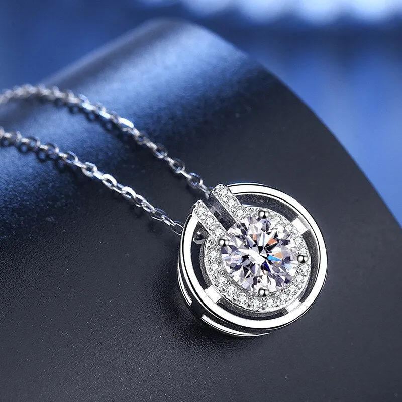6.5mm 1CT Round Cut Diamond Pendant Necklace