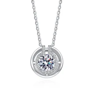 6.5mm 1CT Round Cut Diamond Pendant Necklace