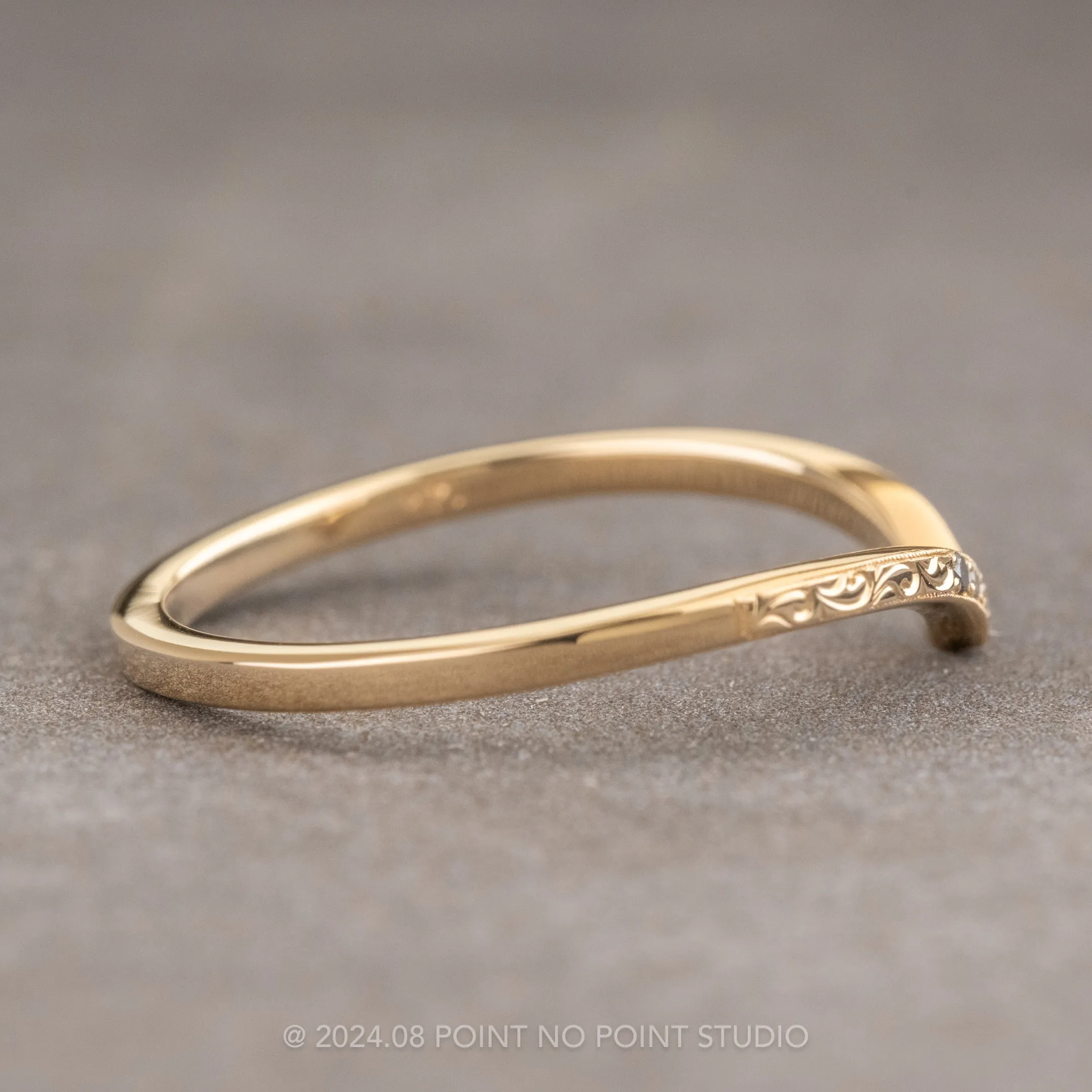 7 Ombre Diamond Vintage Vivian Wedding Band, 14k Yellow Gold