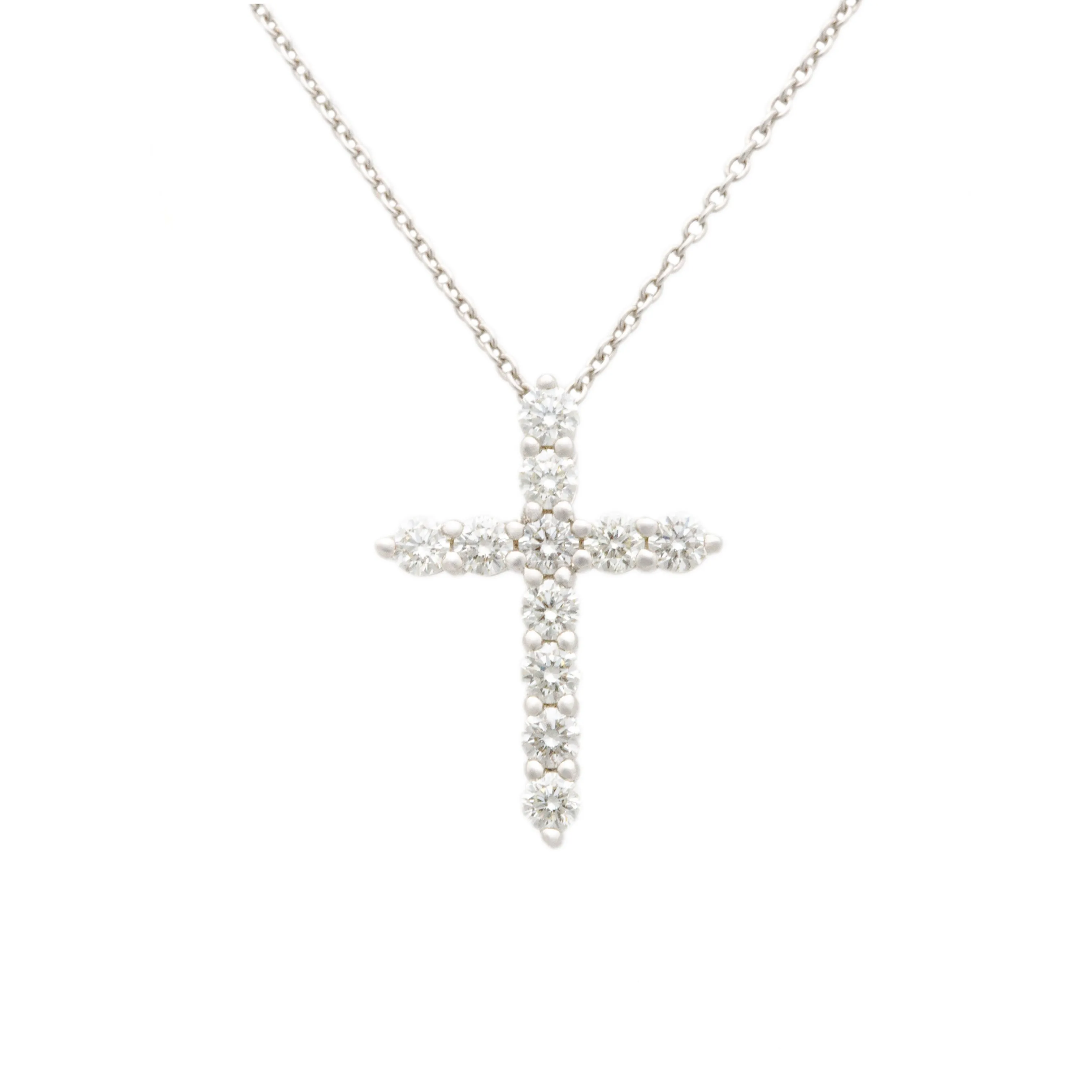 .75ct 14k White Gold Diamond Cross & Chain