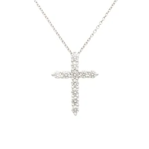 .75ct 14k White Gold Diamond Cross & Chain