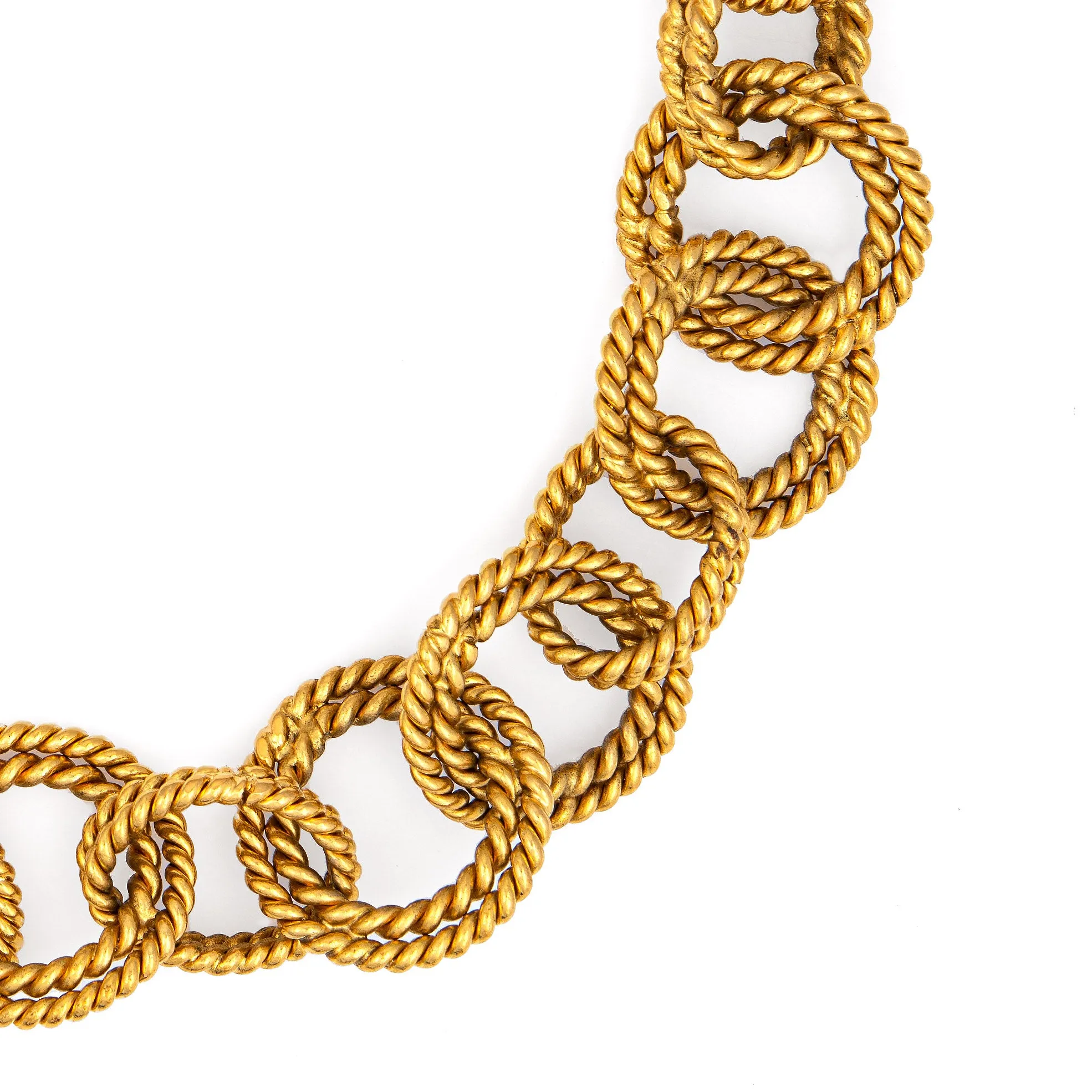 80s Vintage Chanel Necklace 20" Round Rope Link Chain Yellow Gold Tone