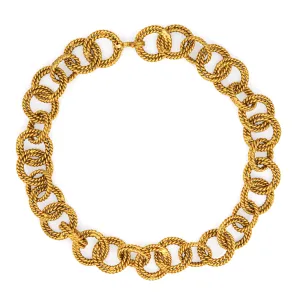 80s Vintage Chanel Necklace 20" Round Rope Link Chain Yellow Gold Tone
