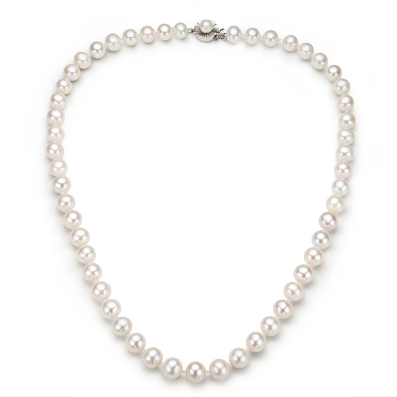 925 Sterling Silver Freshwater Cultured White Pearl Necklace