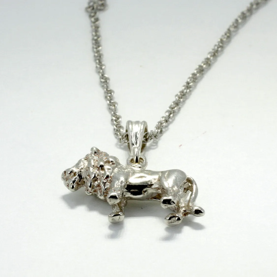 925 Sterling Silver Full Body Lion Necklace
