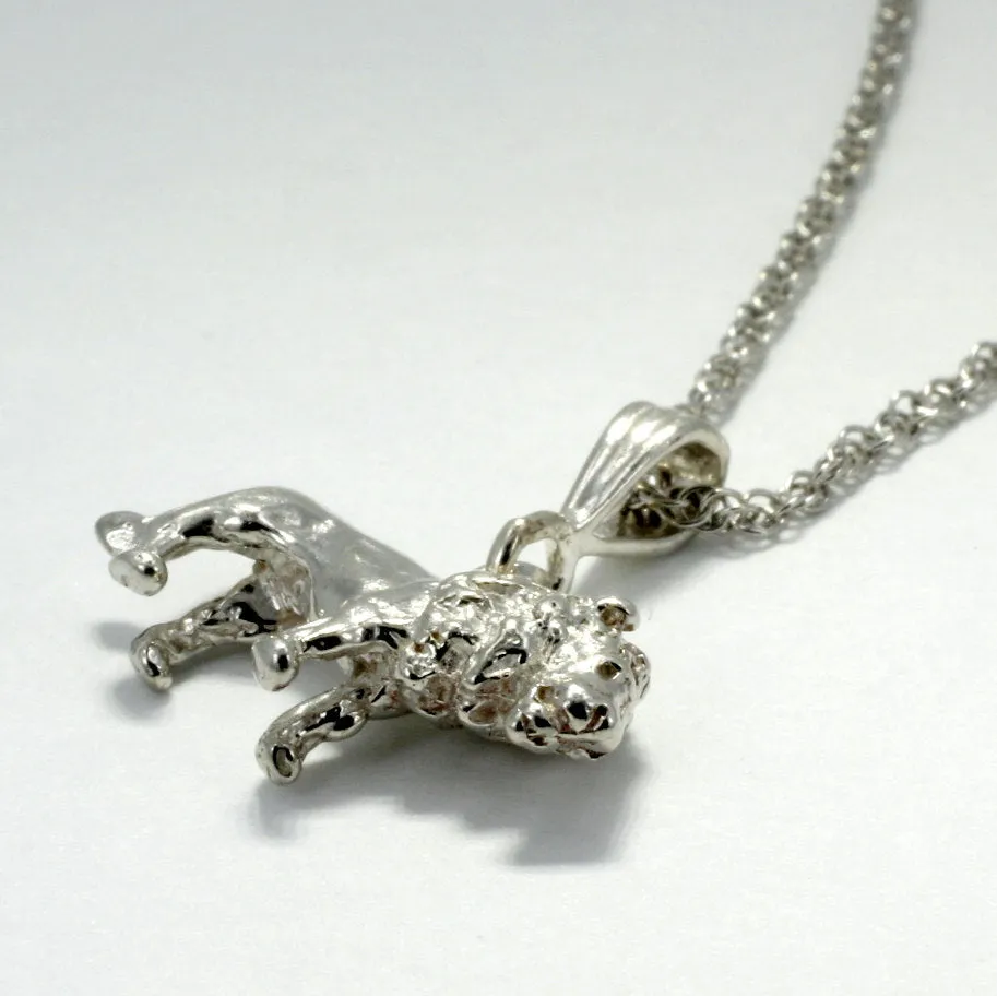 925 Sterling Silver Full Body Lion Necklace
