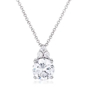 Abigail 9mm Round CZ Pendant Necklace | 3 ct