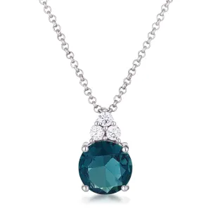 Abigail 9mmn Round Blue Green CZ Pendant  Necklace