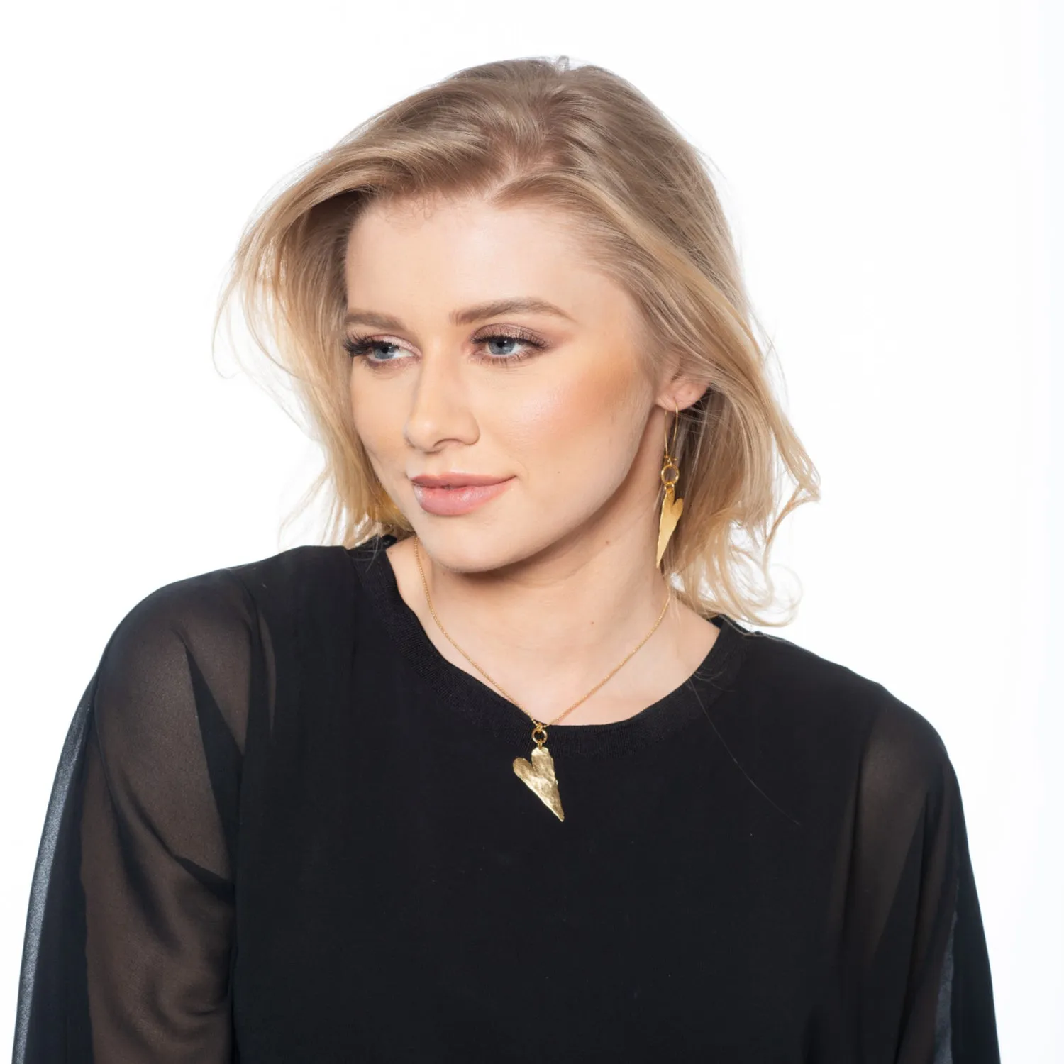 Alma gold hearts necklace and earrings