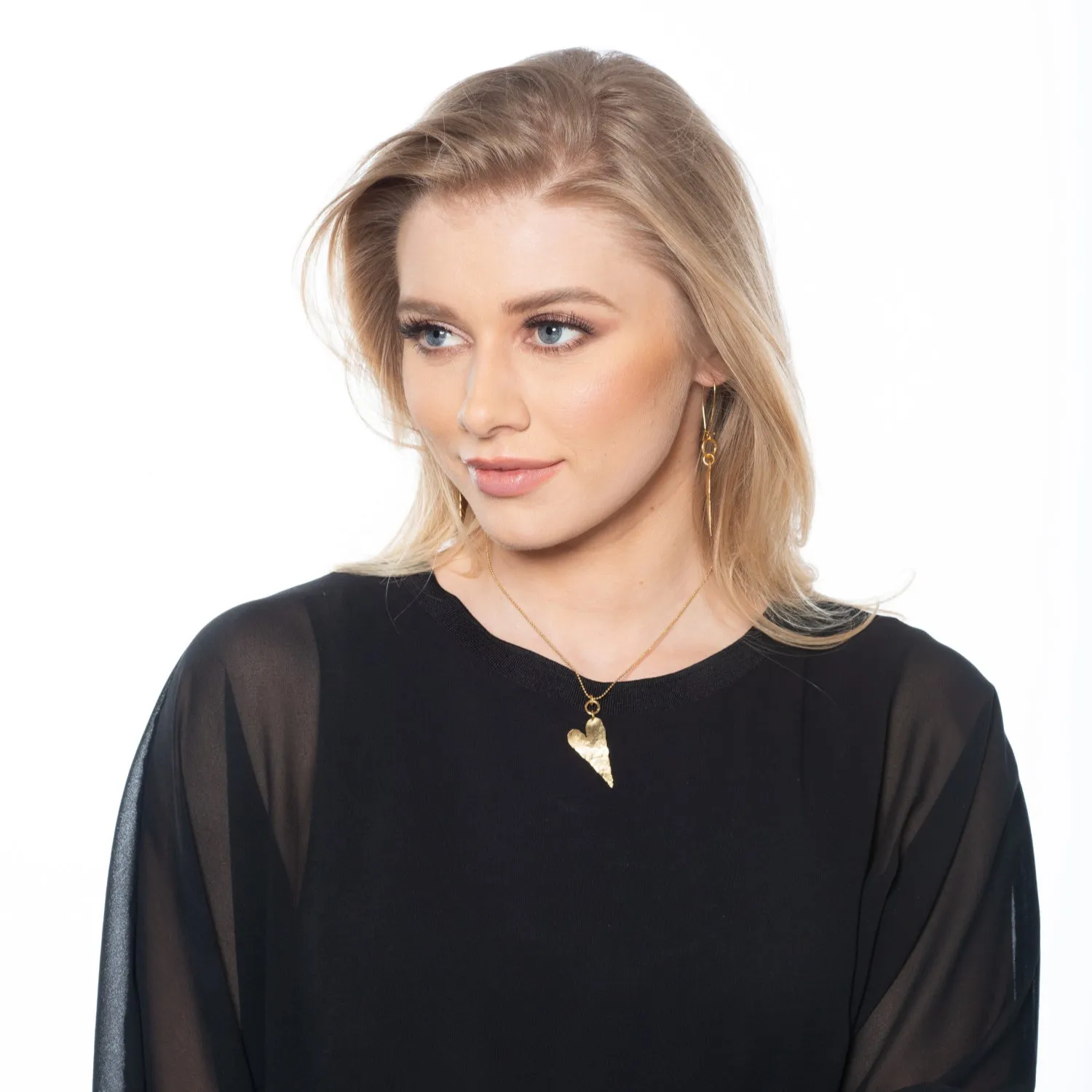 Alma gold hearts necklace and earrings