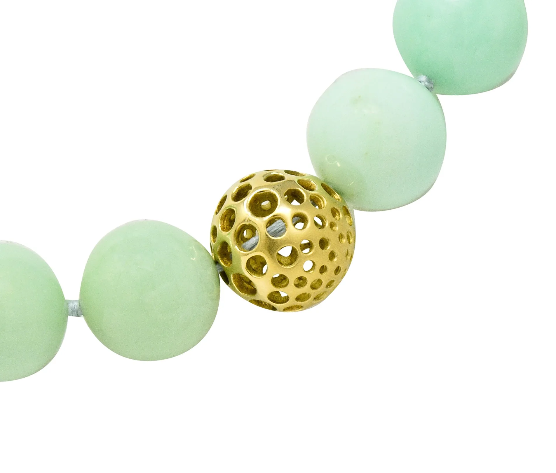 Angela Cummings Chrysoprase 18 Karat Gold Bead Station Necklace