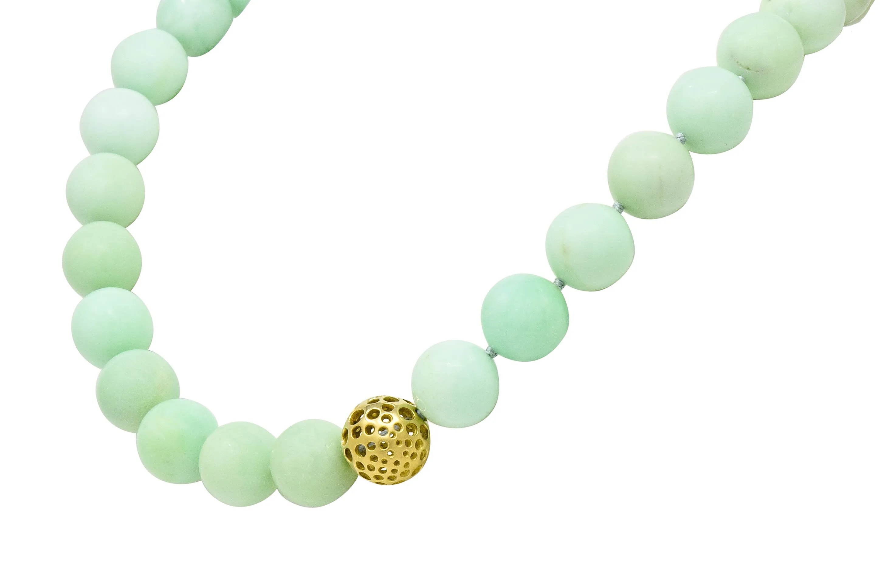 Angela Cummings Chrysoprase 18 Karat Gold Bead Station Necklace