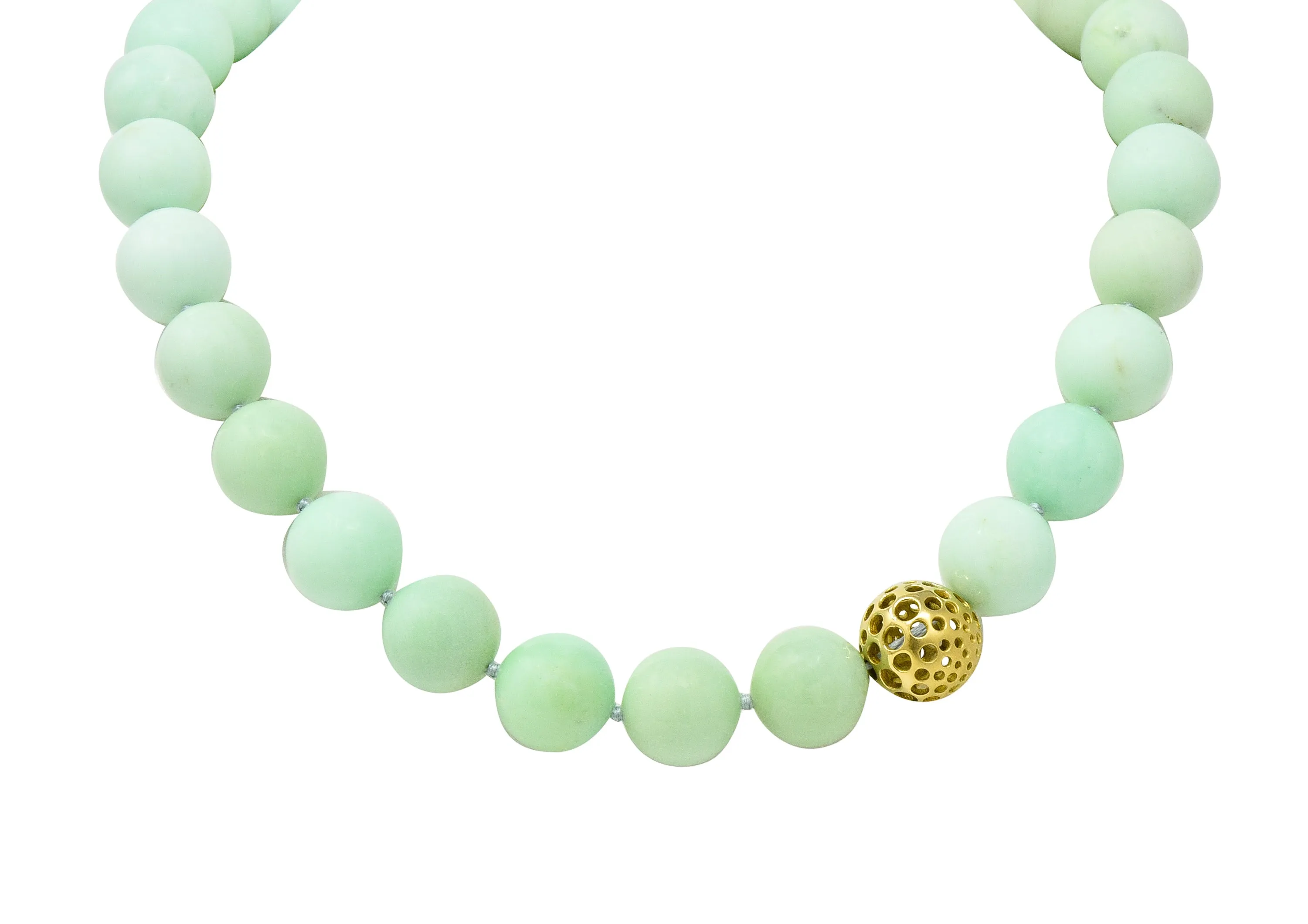 Angela Cummings Chrysoprase 18 Karat Gold Bead Station Necklace