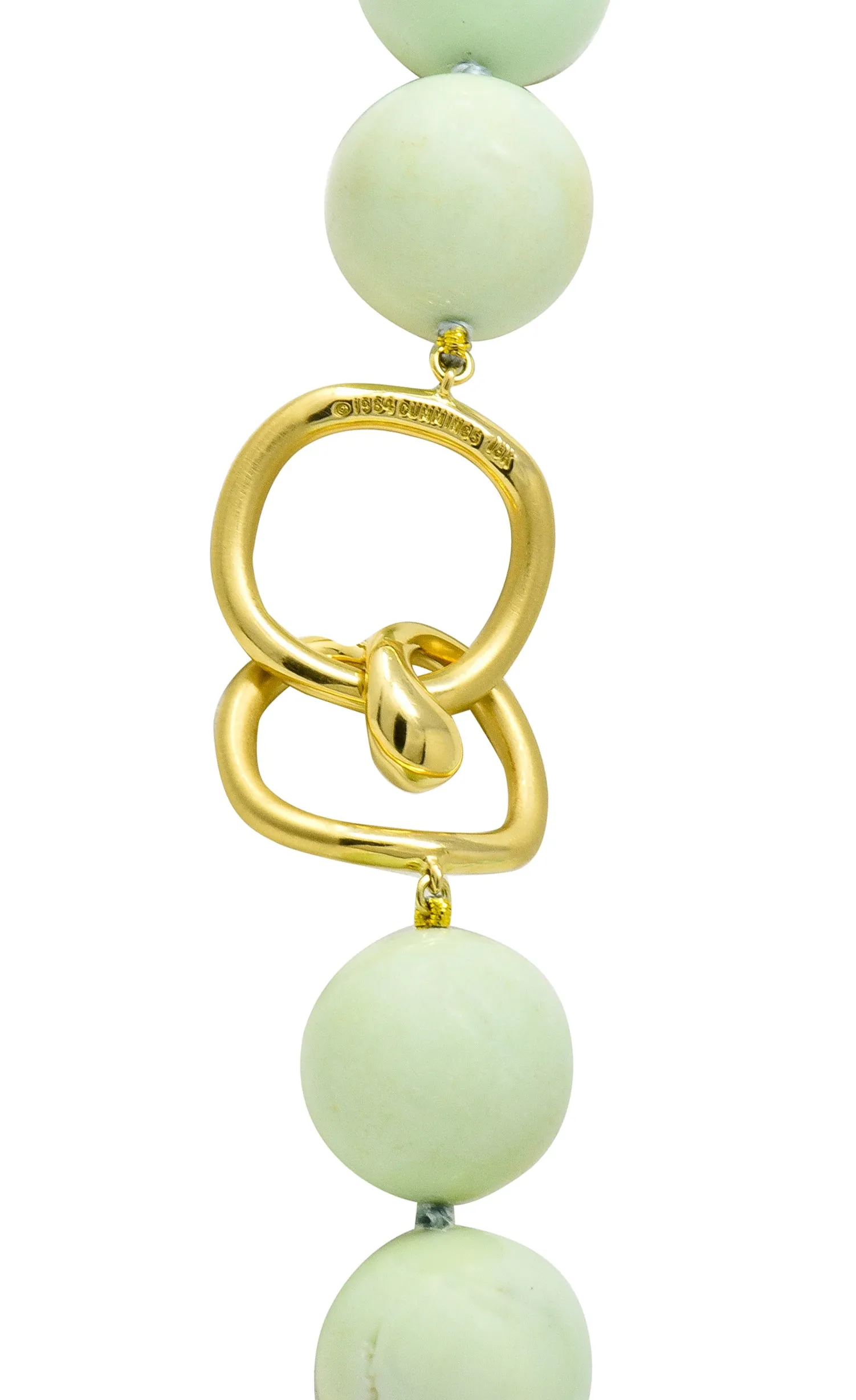 Angela Cummings Chrysoprase 18 Karat Gold Bead Station Necklace