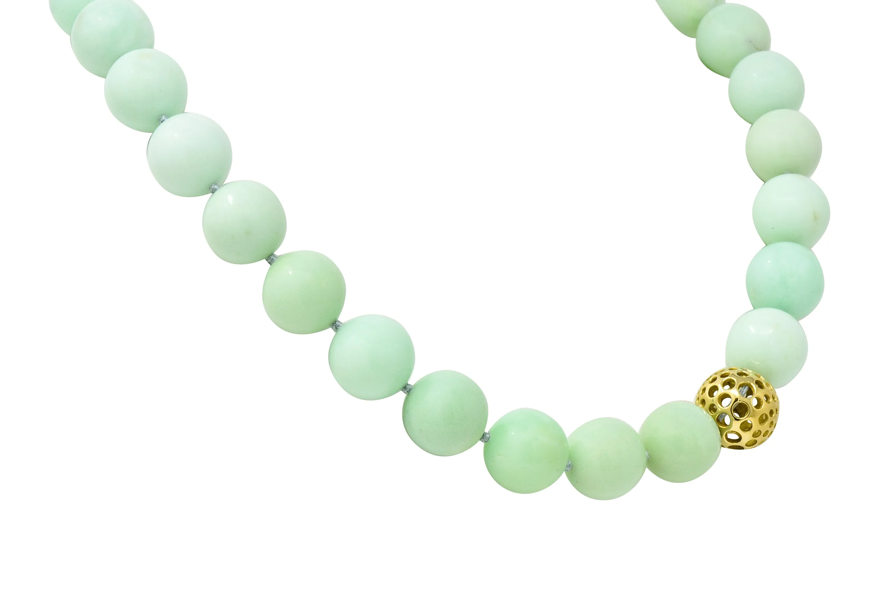 Angela Cummings Chrysoprase 18 Karat Gold Bead Station Necklace