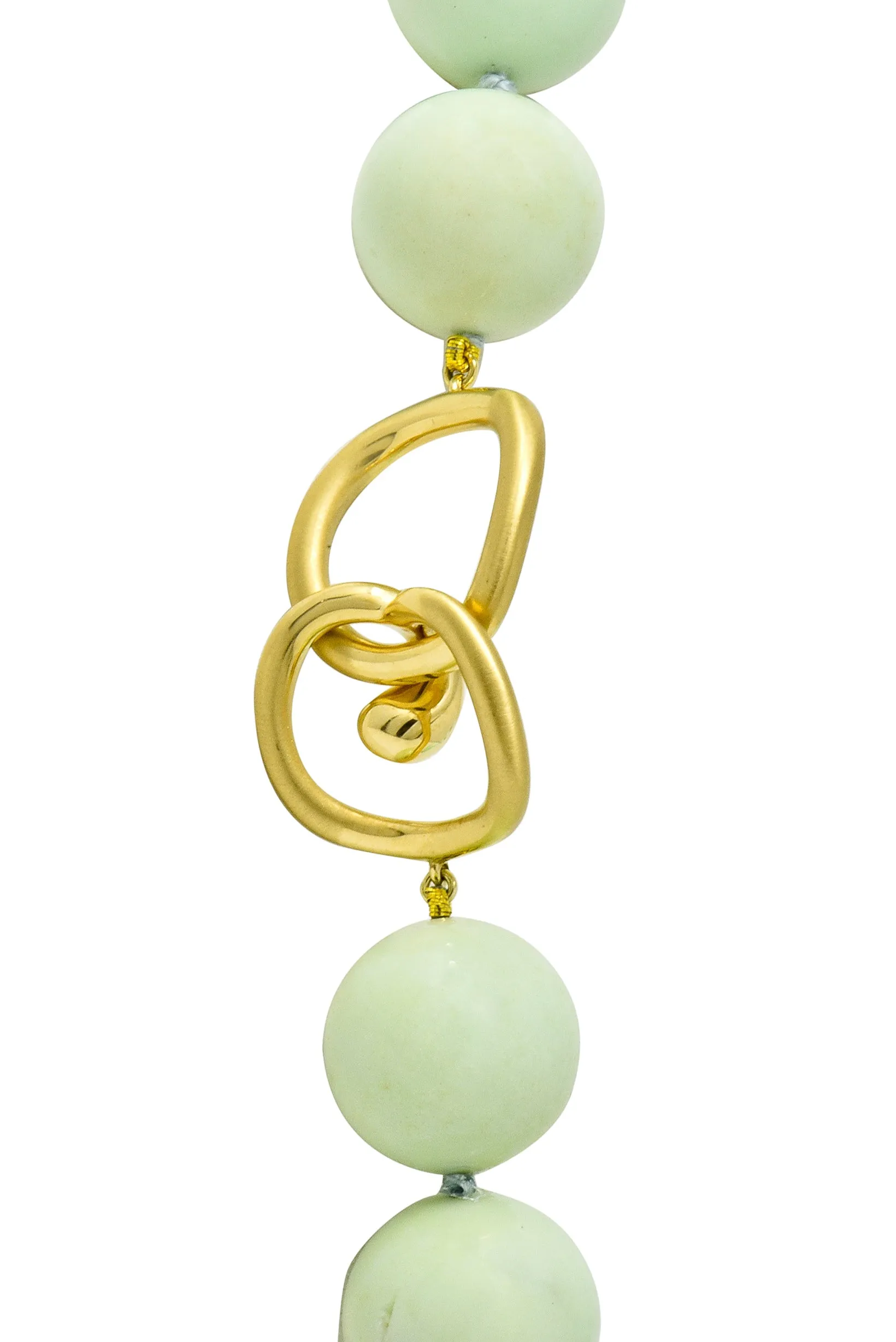 Angela Cummings Chrysoprase 18 Karat Gold Bead Station Necklace