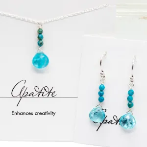 Apatite & Chrysocolla Silver Raindrop Set