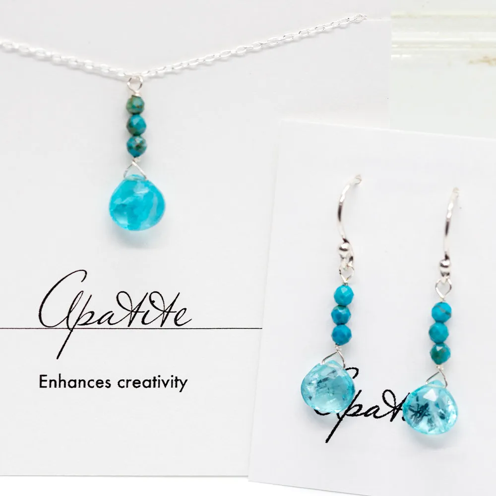 Apatite & Chrysocolla Silver Raindrop Set