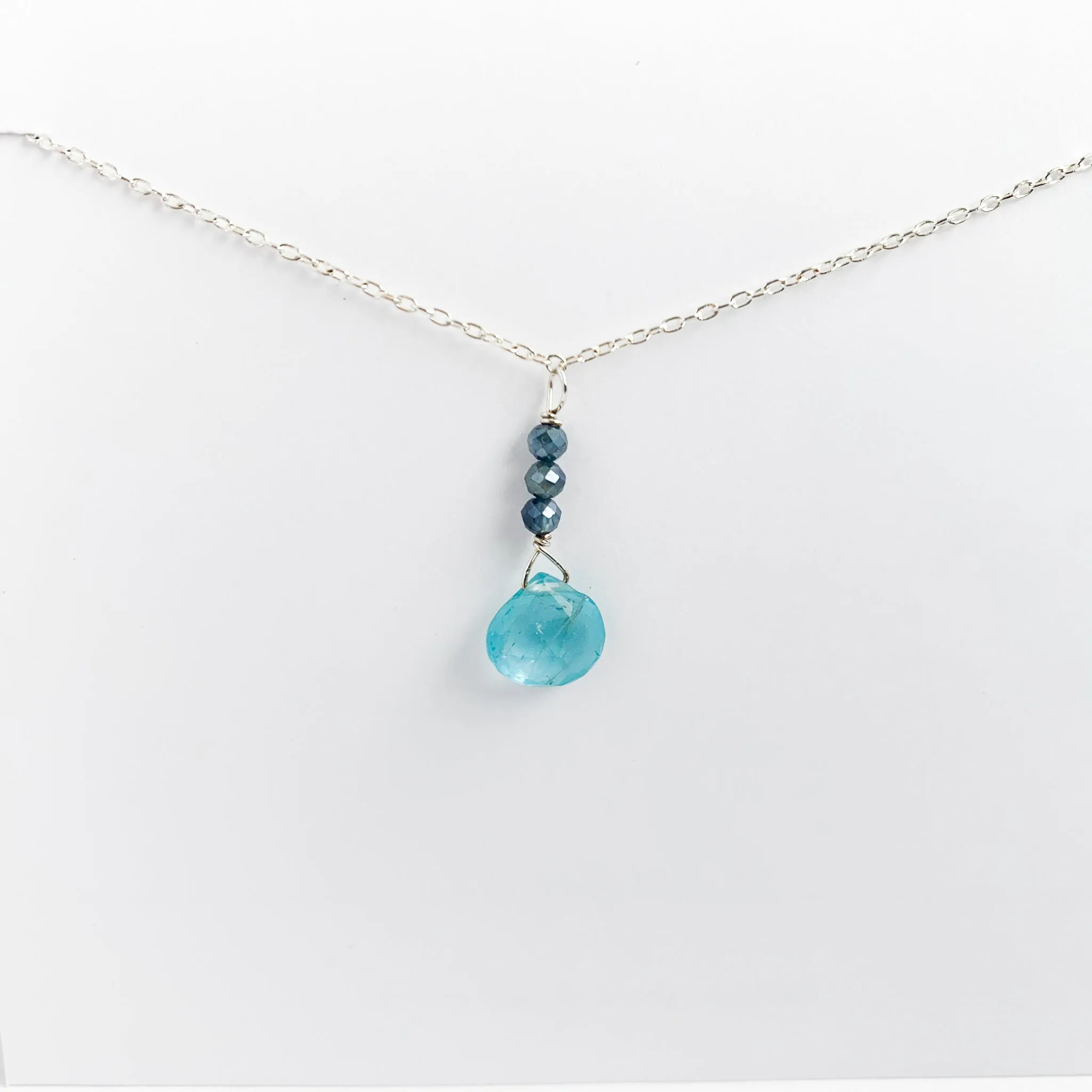 Apatite & Sapphire Raindrop Necklace