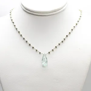 Aquamarine Teardrop Waterfall Silver Necklace