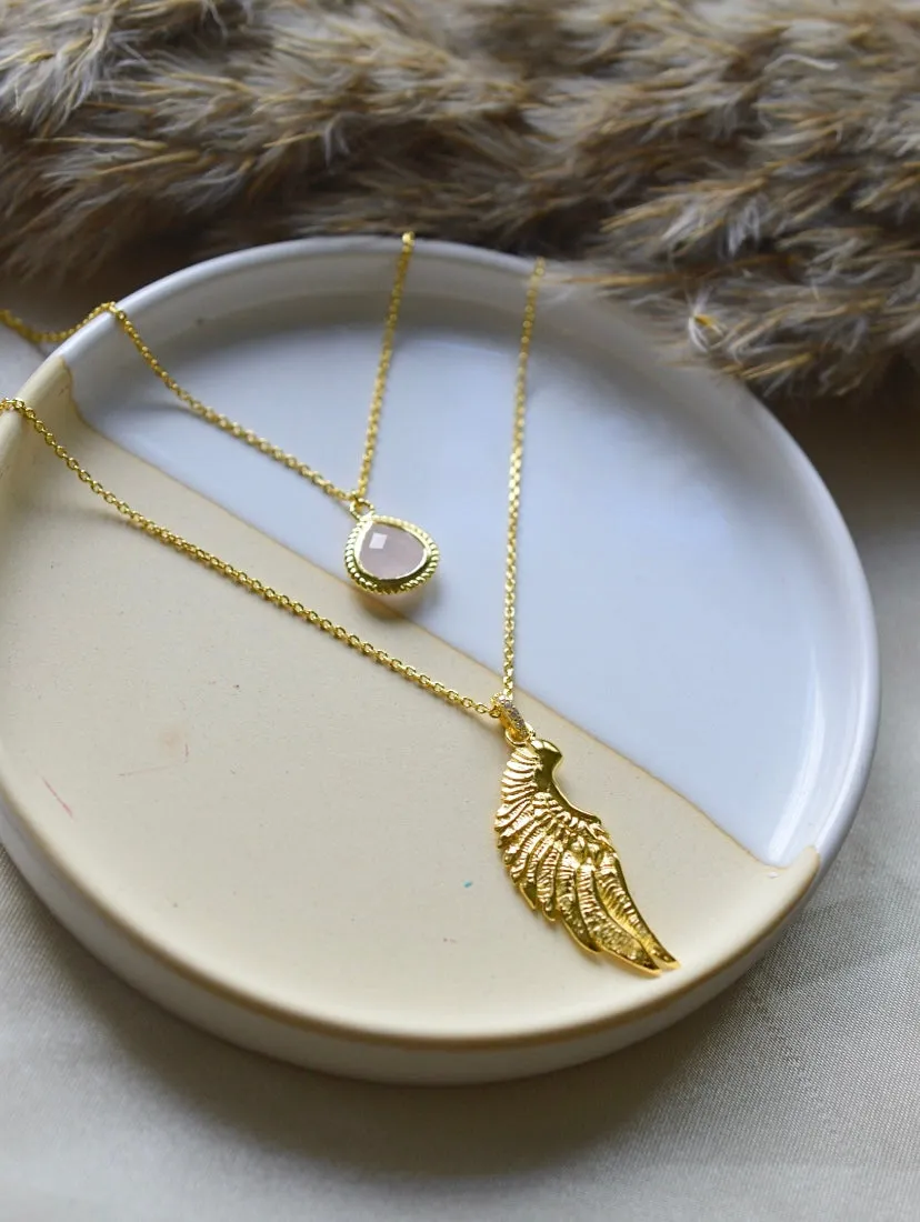 ARCHANGEL CHAMUEL Angel Of Love Necklace, Rose Quartz, 18K Gold